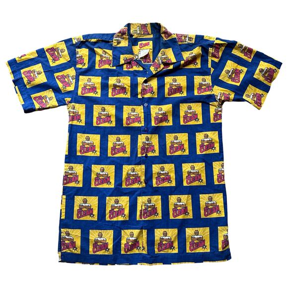 2001 Mr. Clean Shirt Mens M SS up Hawaiian Shirt Button Down GUC - Picture 2 of 9